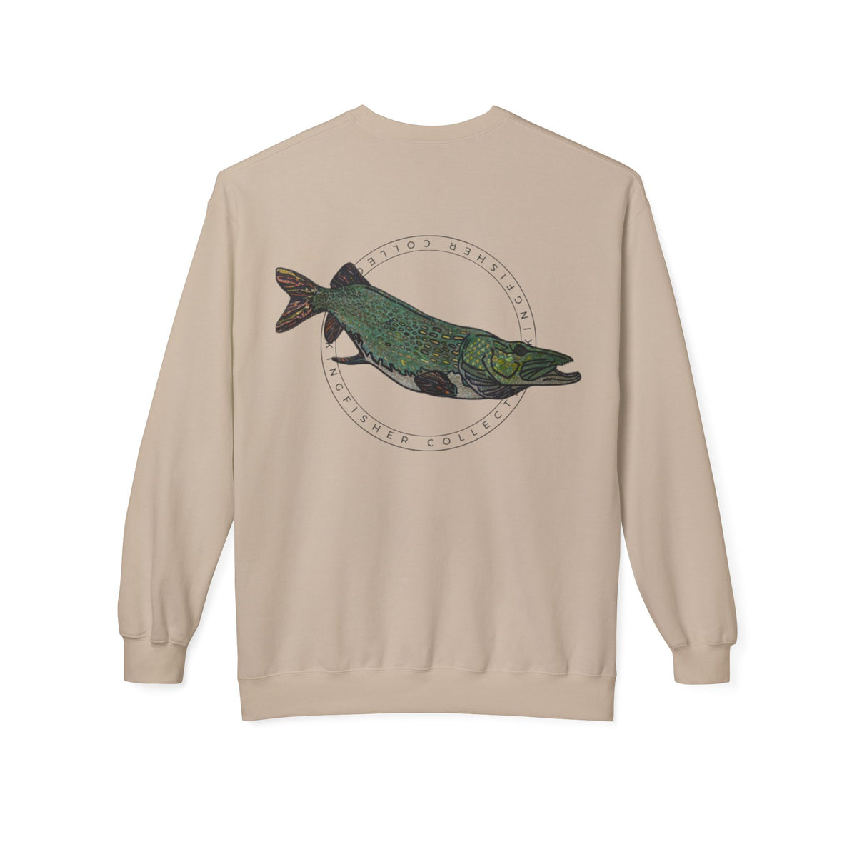 Kingfisher Collective Crewneck Sweatshirt — Vintage Pike Fish Graphic