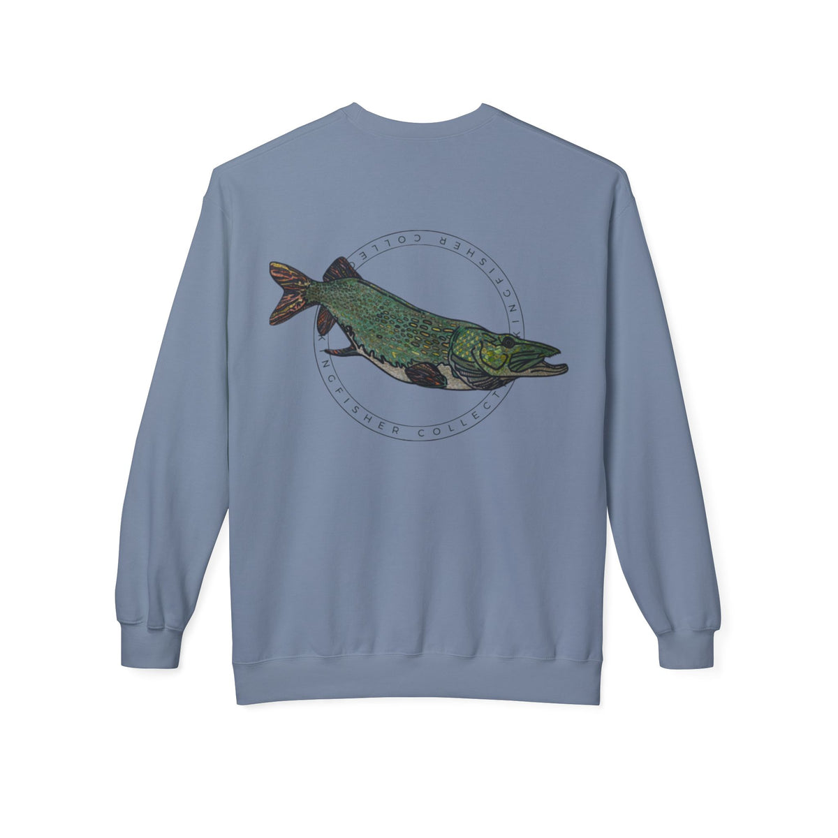 Kingfisher Collective Crewneck Sweatshirt — Vintage Pike Fish Graphic