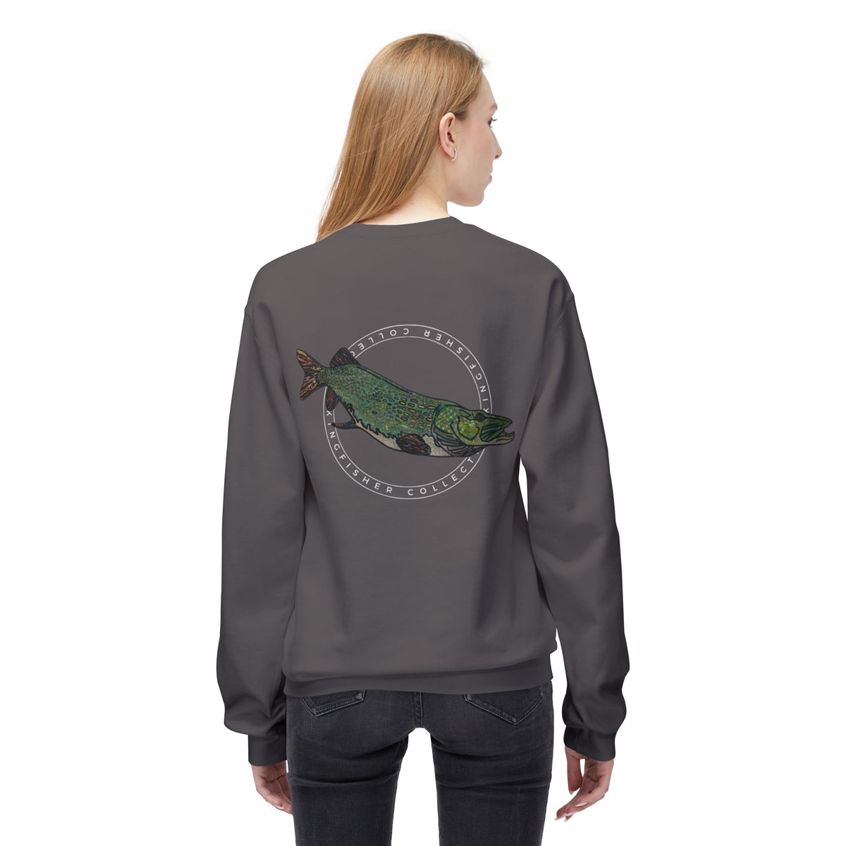 Kingfisher Collective Crewneck Sweatshirt — Vintage Pike Fish Graphic