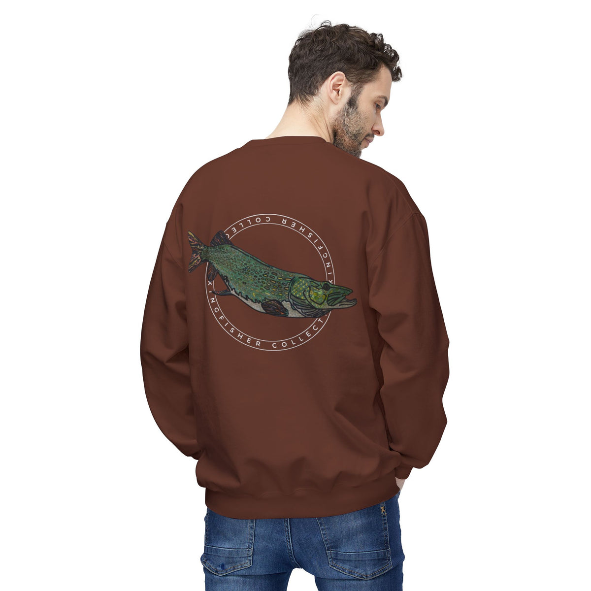 Kingfisher Collective Crewneck Sweatshirt — Vintage Pike Fish Graphic