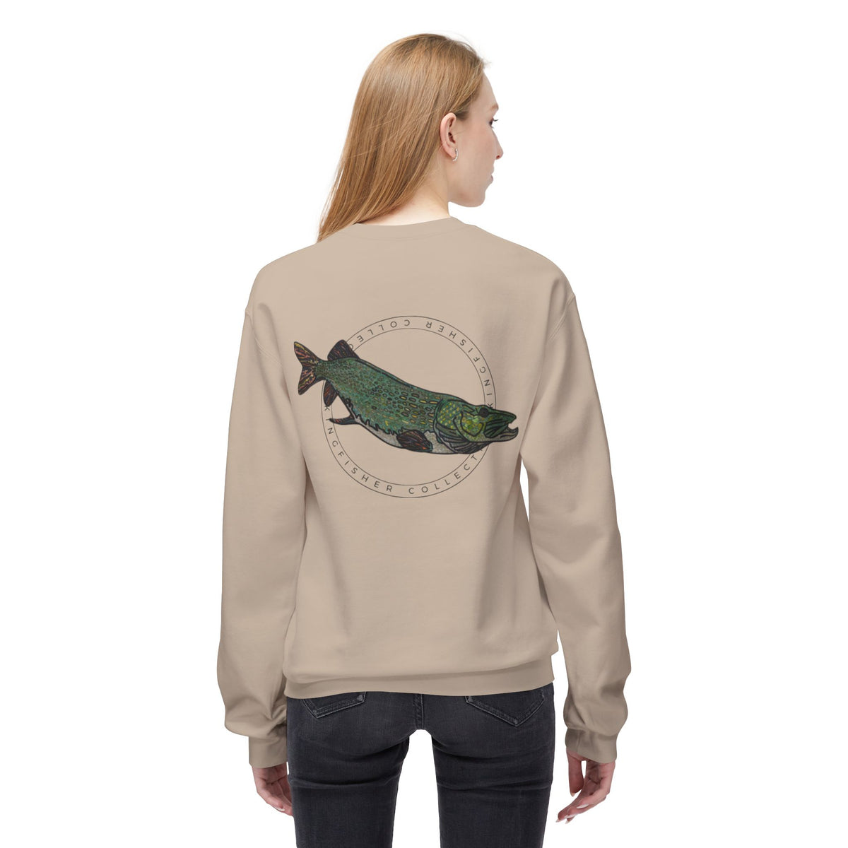 Kingfisher Collective Crewneck Sweatshirt — Vintage Pike Fish Graphic