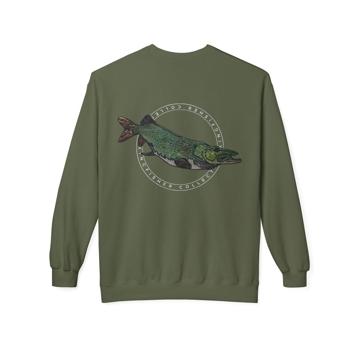 Kingfisher Collective Crewneck Sweatshirt — Vintage Pike Fish Graphic