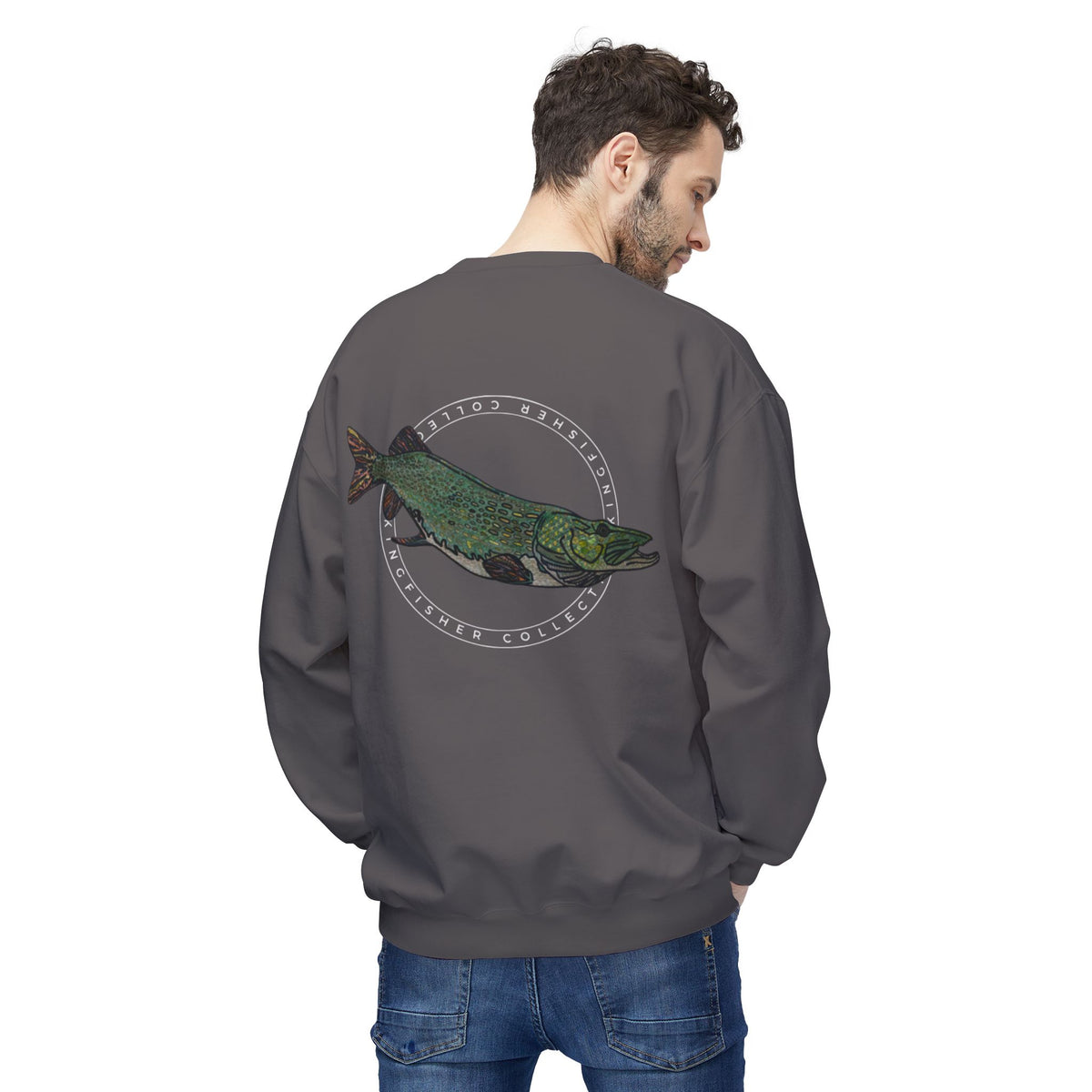 Kingfisher Collective Crewneck Sweatshirt — Vintage Pike Fish Graphic
