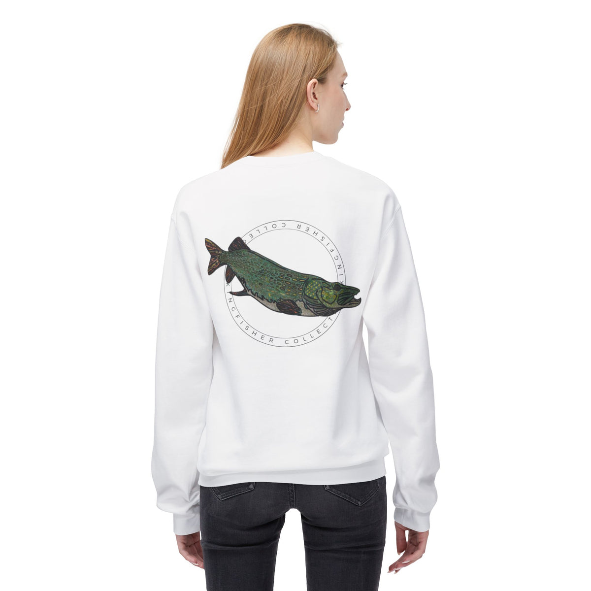 Kingfisher Collective Crewneck Sweatshirt — Vintage Pike Fish Graphic