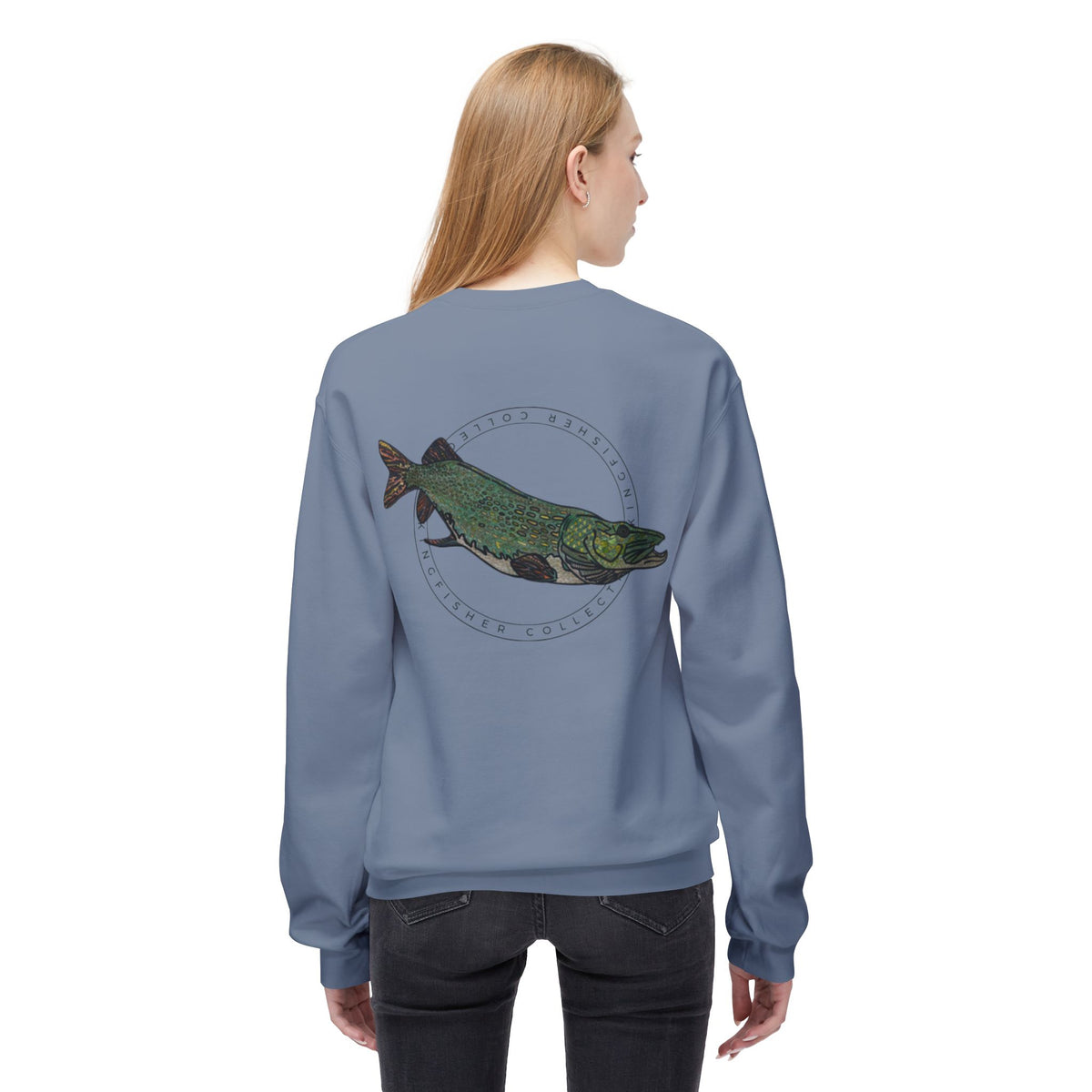 Kingfisher Collective Crewneck Sweatshirt — Vintage Pike Fish Graphic
