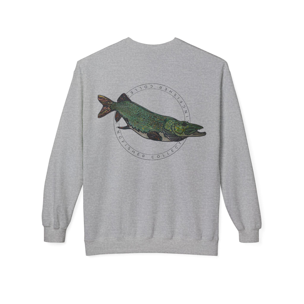 Kingfisher Collective Crewneck Sweatshirt — Vintage Pike Fish Graphic