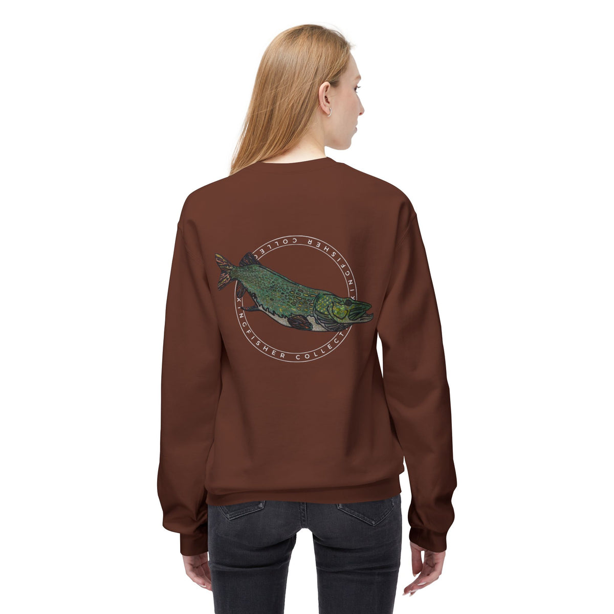 Kingfisher Collective Crewneck Sweatshirt — Vintage Pike Fish Graphic
