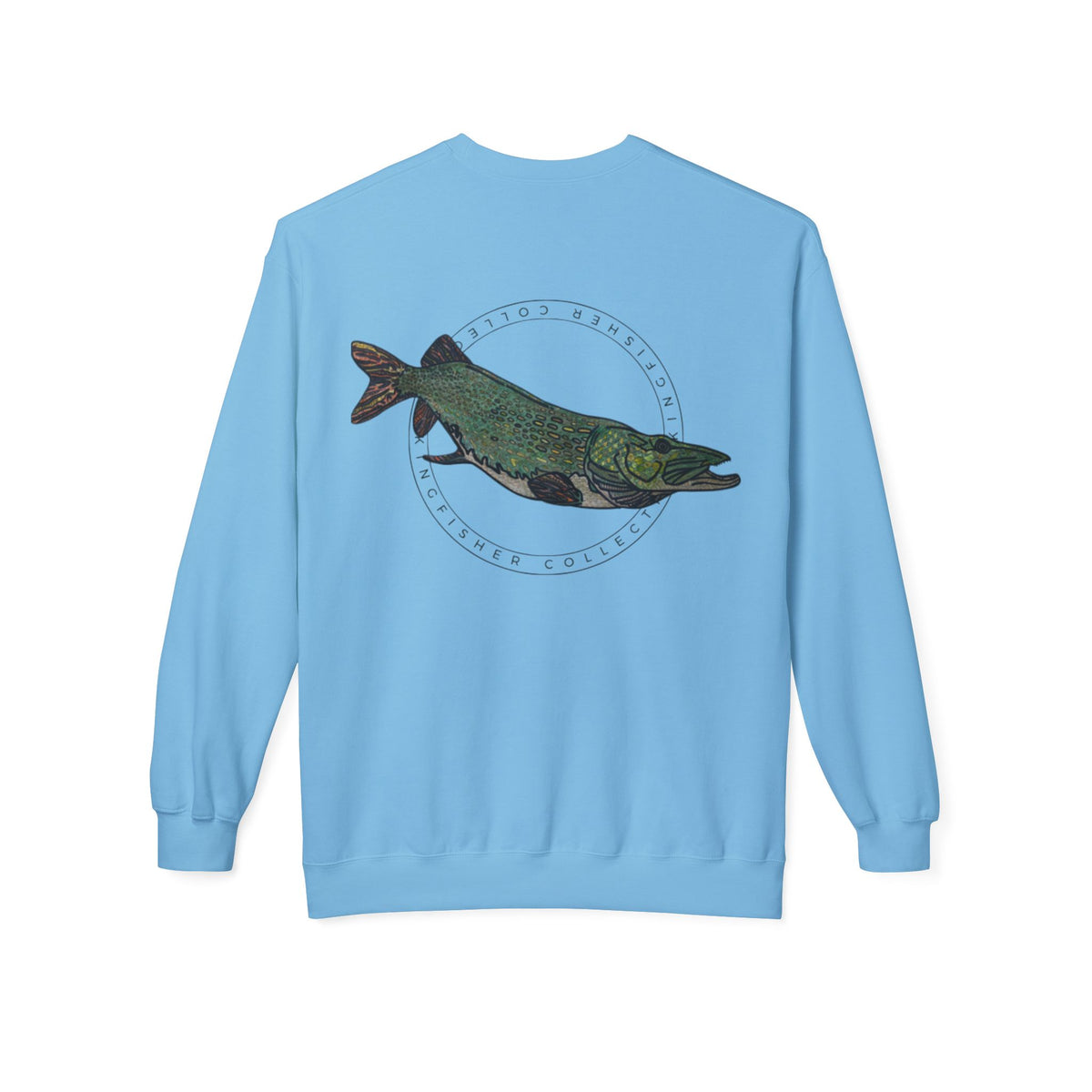 Kingfisher Collective Crewneck Sweatshirt — Vintage Pike Fish Graphic