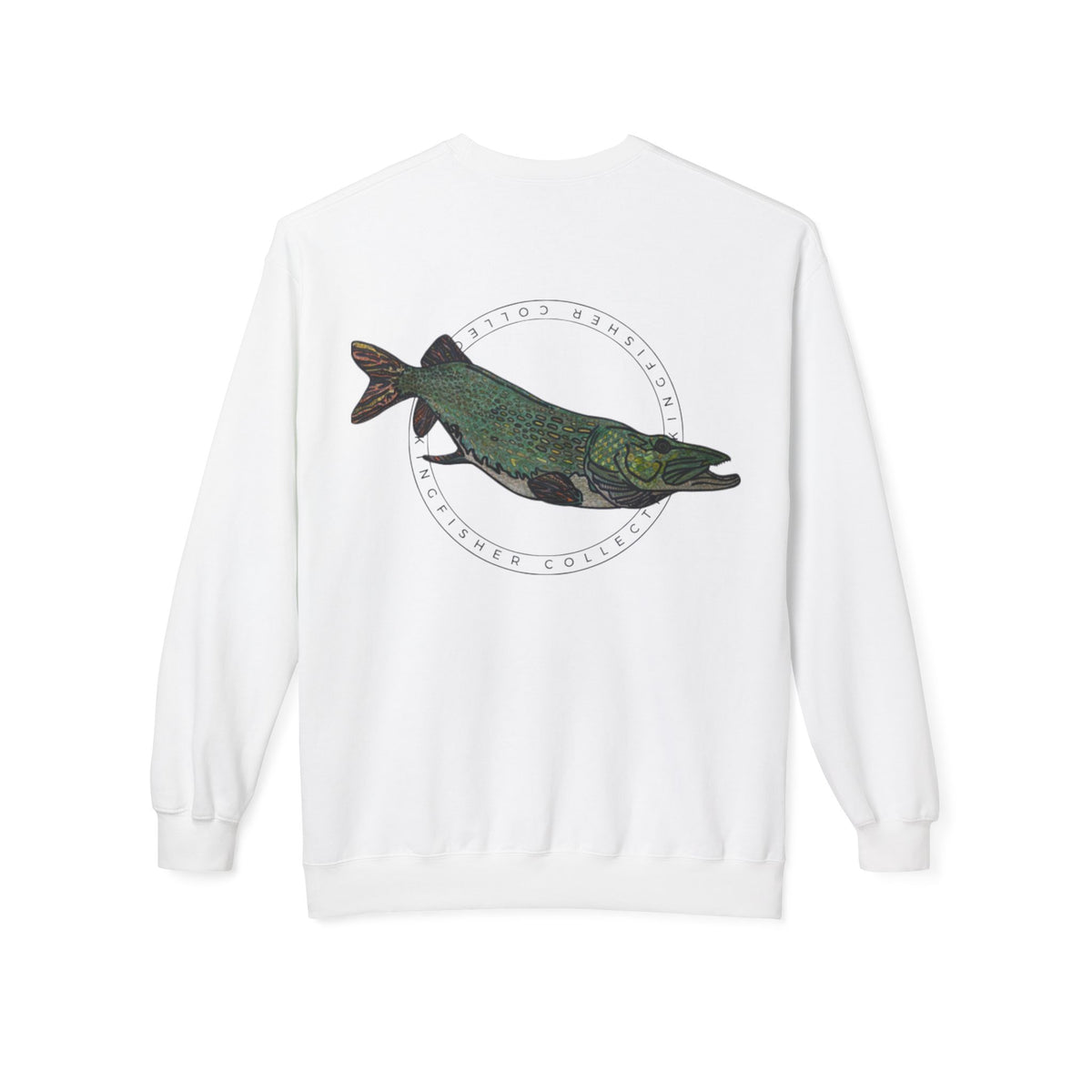Kingfisher Collective Crewneck Sweatshirt — Vintage Pike Fish Graphic